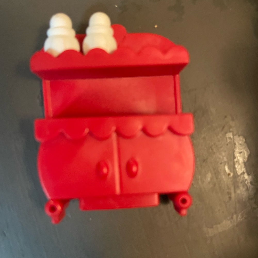 Red Toy Kitchen Set dollhouse mini furniture pie safe